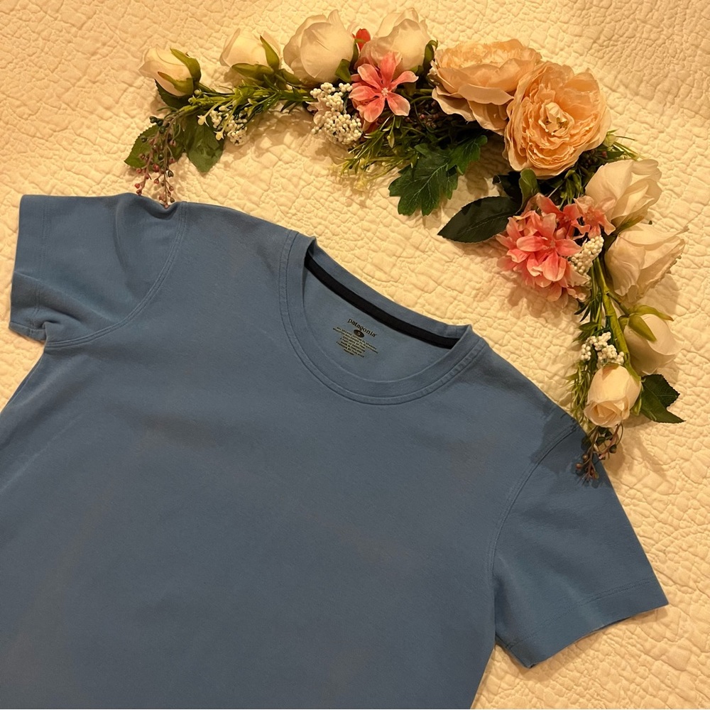 Patagonia Organic Cotton Thick Short Sleeve Tee - Blue - Picture 3 of 13